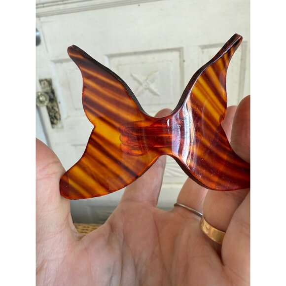 Vintage 70's Lucite Faux Tortoise Shell Butterfly Napkin Rings Boho Retro - Picture 3 of 6